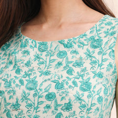 Cotton Boat neck side tie-up Kurti