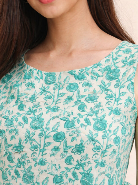 Cotton Boat neck side tie-up Kurti