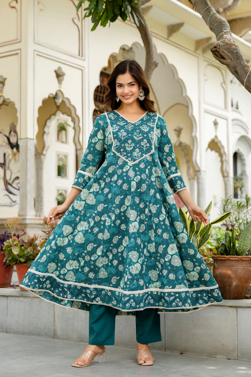 EthniFlair Ethnic Motifs Embroidered Kurta with Pyjamas & Dupatta