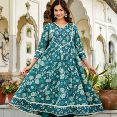 EthniFlair Ethnic Motifs Embroidered Kurta with Pyjamas & Dupatta