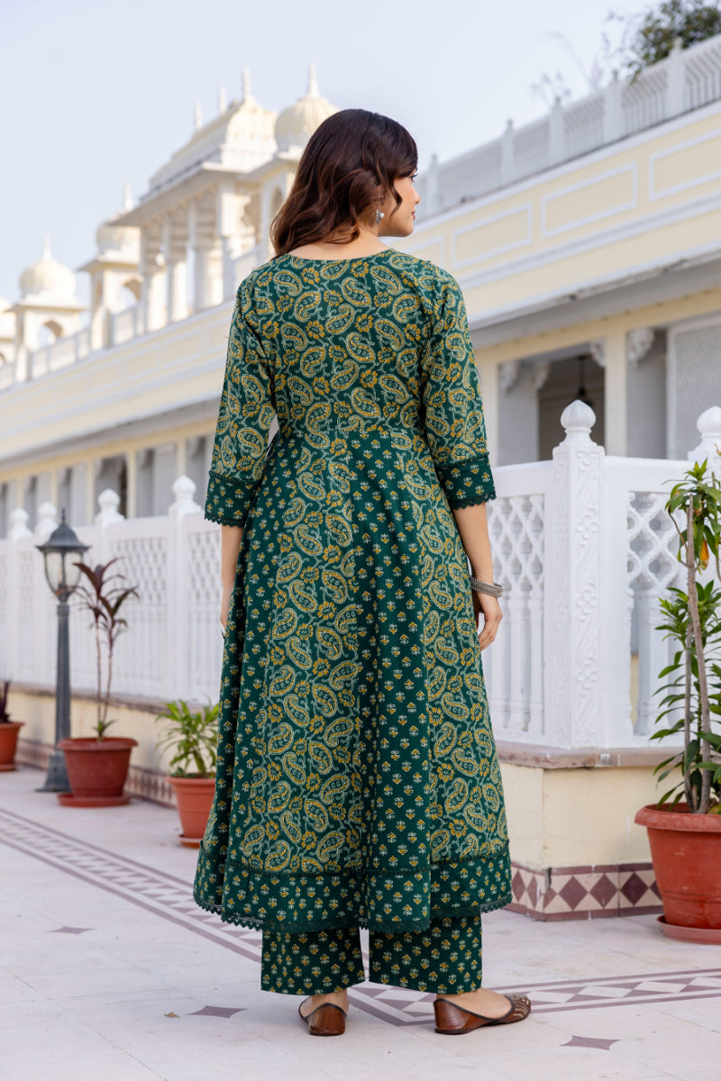 Women Floral Printed Panelled Embroidered Pure Cotton Kurta with Trousers & Dupatta