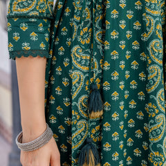 Women Floral Printed Panelled Embroidered Pure Cotton Kurta with Trousers & Dupatta