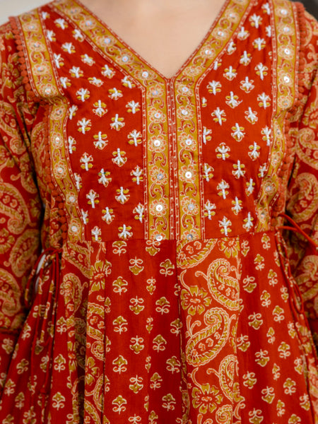 Women Floral Printed Panelled Pure Cotton Kurta with Trousers & Dupatta