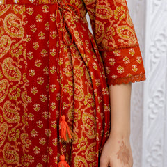 Women Floral Printed Panelled Pure Cotton Kurta with Trousers & Dupatta