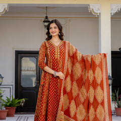 Women Floral Printed Panelled Pure Cotton Kurta with Trousers & Dupatta
