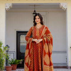 Women Floral Printed Panelled Pure Cotton Kurta with Trousers & Dupatta
