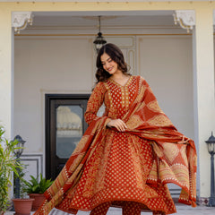 Women Floral Printed Panelled Pure Cotton Kurta with Trousers & Dupatta