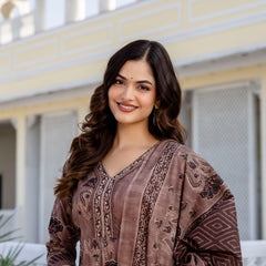 EthniFlair Women Ethnic Motifs Printed Regular Mirror Work Pure Cotton Kurta with Trousers & With Dupatta