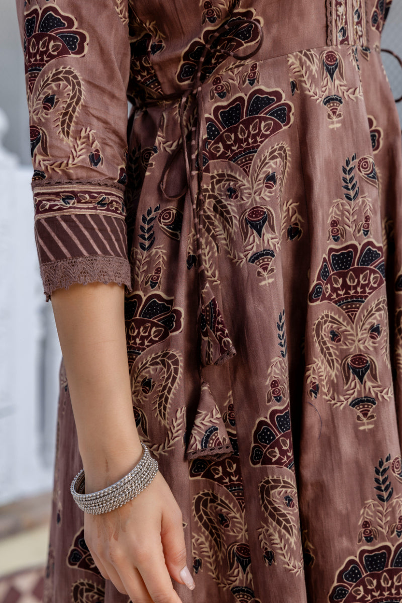 EthniFlair Women Ethnic Motifs Printed Regular Mirror Work Pure Cotton Kurta with Trousers & With Dupatta