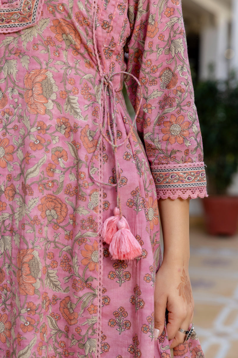 EthniFlair Women Ethnic Motifs Printed Regular Pure Cotton Kurta with Palazzos & With Dupatta