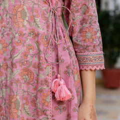 EthniFlair Women Ethnic Motifs Printed Regular Pure Cotton Kurta with Palazzos & With Dupatta