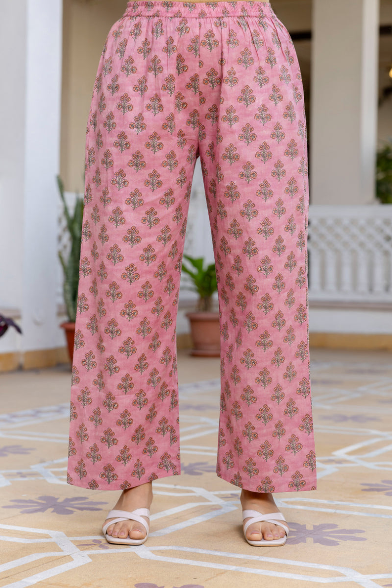 EthniFlair Women Ethnic Motifs Printed Regular Pure Cotton Kurta with Palazzos & With Dupatta