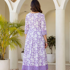 EthniFlair Women Floral Printed Panelled Sequinned Pure Cotton Kurta with Trousers & With Dupatta