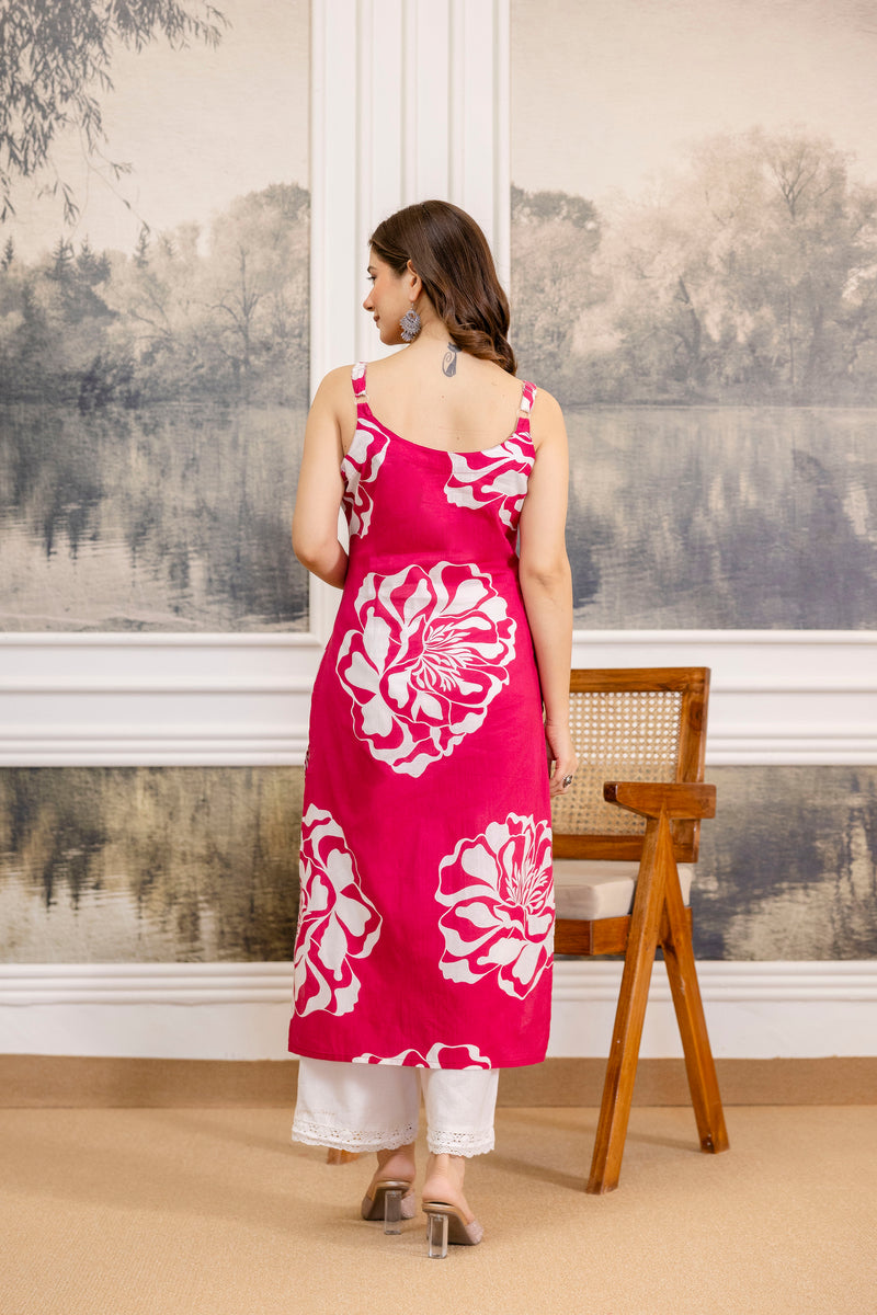 EthniFlair Sleeveless Floral Kurta