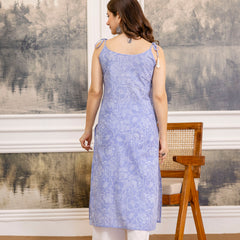 EthniFlair Floral Printed Shoulder Straps Straight Kurta