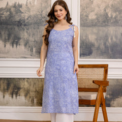 EthniFlair Floral Printed Shoulder Straps Straight Kurta