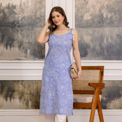 EthniFlair Floral Printed Shoulder Straps Straight Kurta