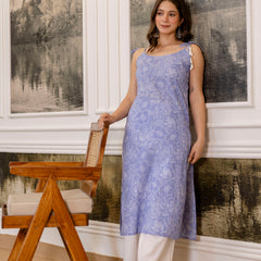 EthniFlair Floral Printed Shoulder Straps Straight Kurta