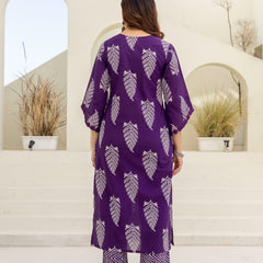 EthniFlair Women Ethnic Motifs Printed Regular Mirror Work Pure Cotton Kurta with Palazzos & With Dupatta
