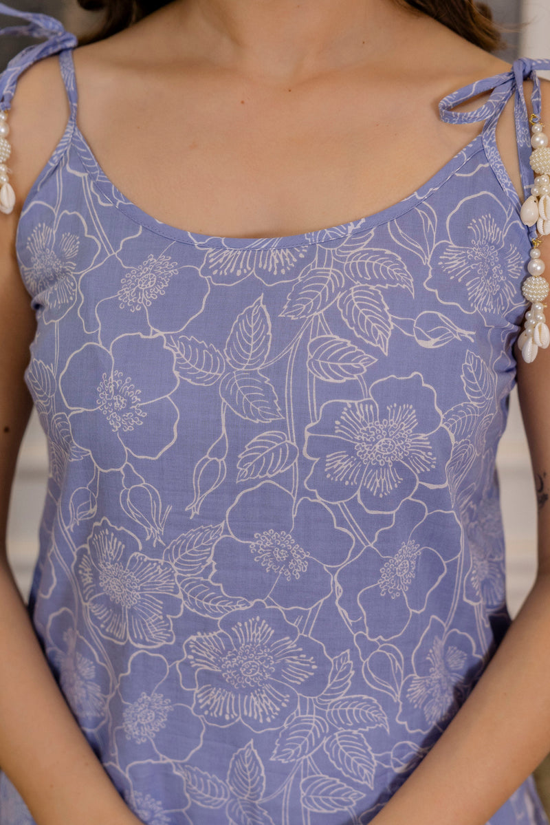 EthniFlair Floral Printed Shoulder Straps Straight Kurta