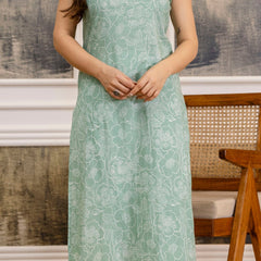 EthniFlair Floral Printed Shoulder Straps Straight Kurta