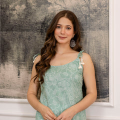 EthniFlair Floral Printed Shoulder Straps Straight Kurta