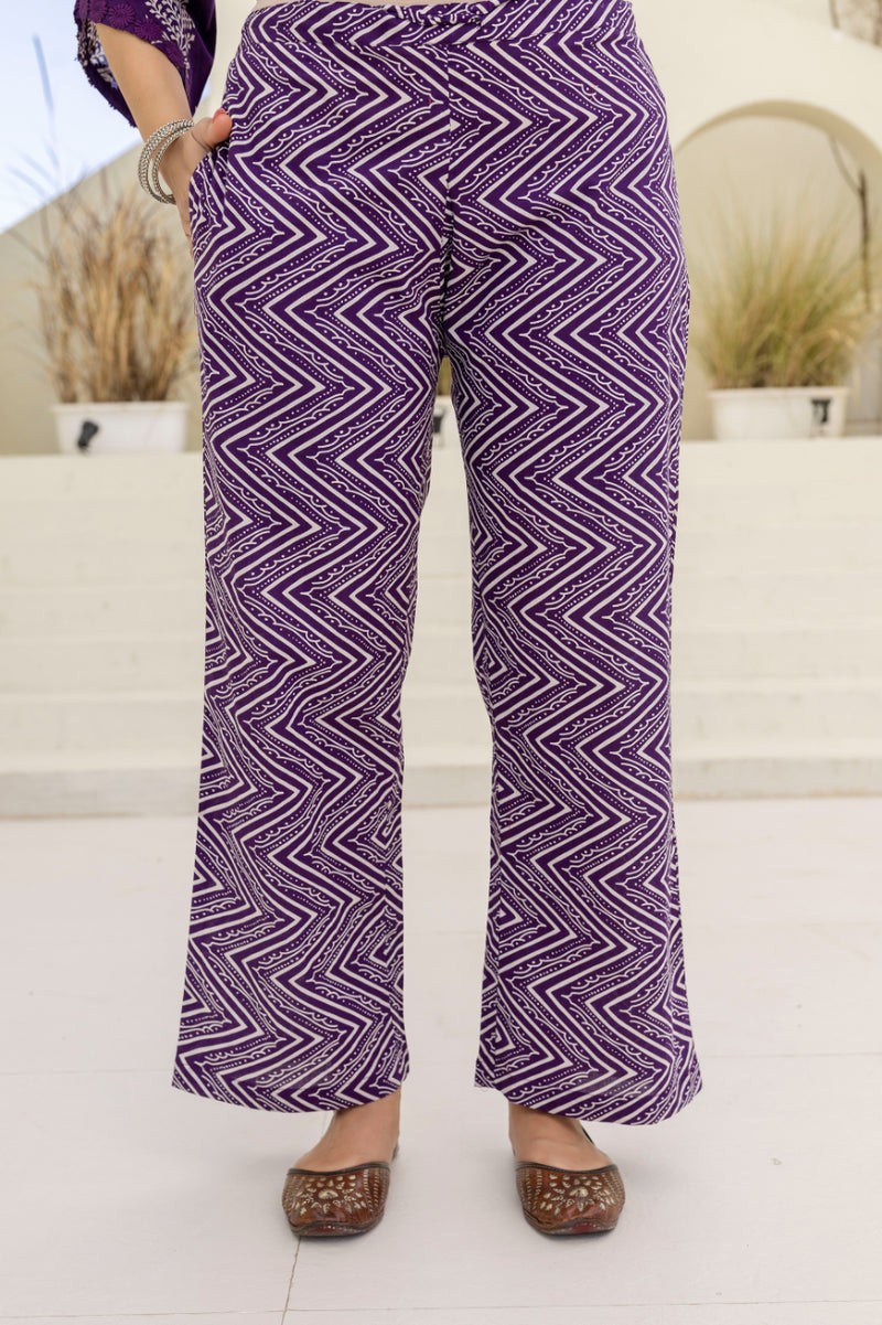 EthniFlair Women Ethnic Motifs Printed Regular Mirror Work Pure Cotton Kurta with Palazzos & With Dupatta