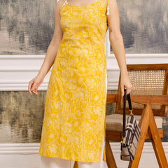 EthniFlair Floral Printed Shoulder Straps Straight Kurta