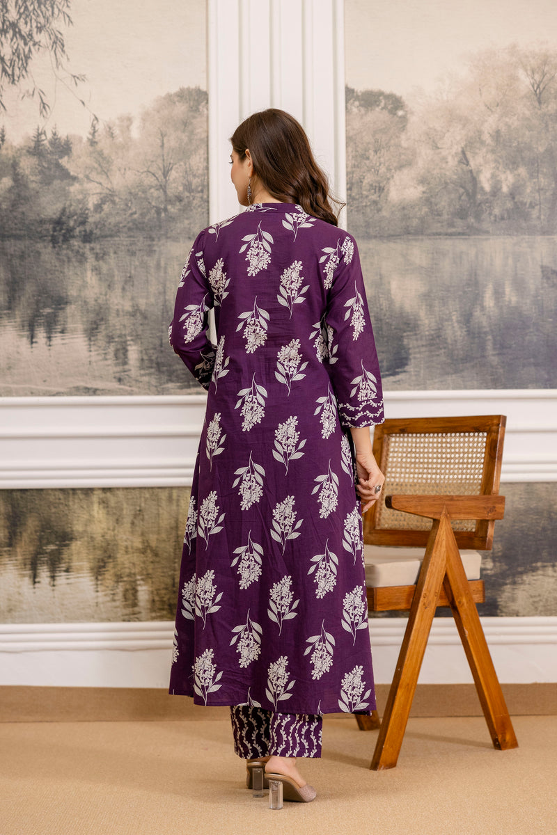 EthniFlair Floral Printed A-line Kurta Set