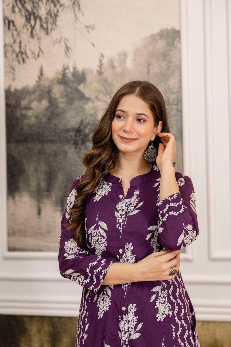 EthniFlair Floral Printed A-line Kurta Set