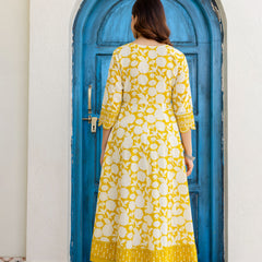 EthniFlair Women Ethnic Motifs Printed Panelled Thread Work Pure Cotton Kurta with Trousers & With Dupatta