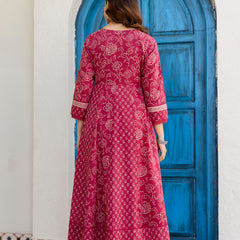 Women Floral Printed Panelled Pure Cotton Kurta with Trousers & Dupatta
