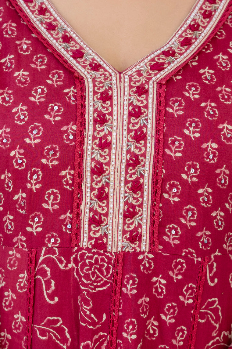 Women Floral Printed Panelled Pure Cotton Kurta with Trousers & Dupatta