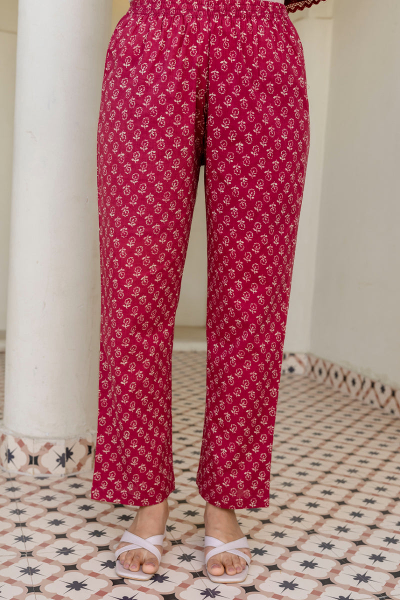 Women Floral Printed Panelled Pure Cotton Kurta with Trousers & Dupatta