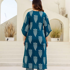 EthniFlair Women Ethnic Motifs Printed Panelled Thread Work Pure Cotton Kurta with Trousers & With Dupatta
