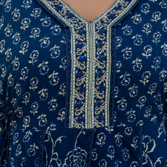 EthniFlair Women Floral Printed Panelled Sequinned Pure Cotton Kurta with Trousers & With Dupatta