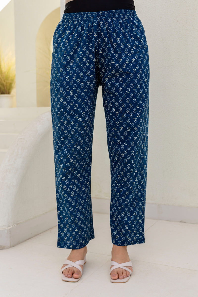 EthniFlair Women Floral Printed Panelled Sequinned Pure Cotton Kurta with Trousers & With Dupatta