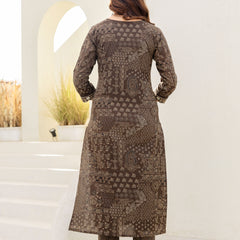 Cotton yoke embroidery straight Kurta Pants & Dupatta Set