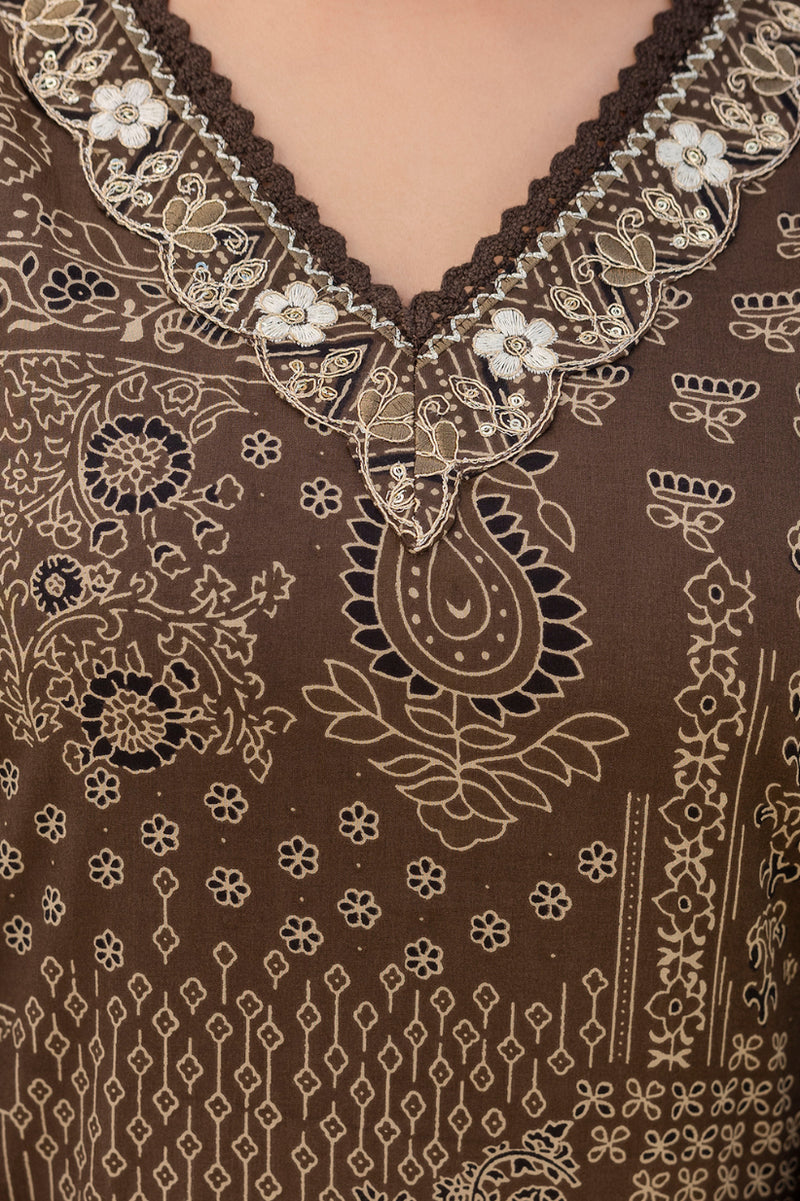 Cotton yoke embroidery straight Kurta Pants & Dupatta Set