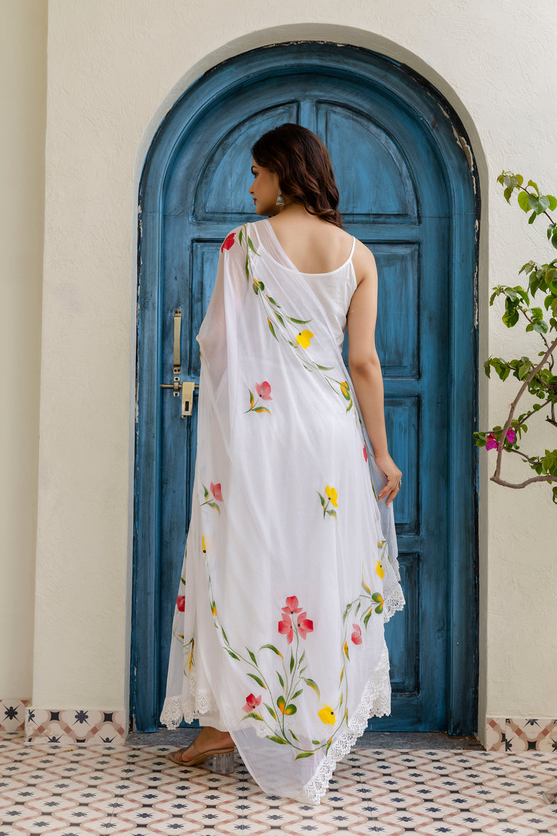 EthniFlair Floral Empire Phulkari Kurta & Palazzos With Dupatta