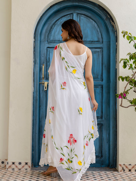 EthniFlair Floral Empire Phulkari Kurta & Palazzos With Dupatta