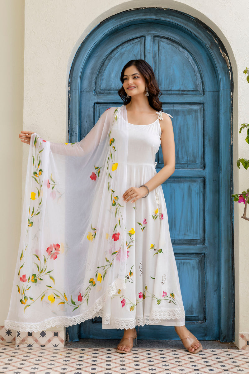 EthniFlair Floral Empire Phulkari Kurta & Palazzos With Dupatta