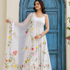 EthniFlair Floral Empire Phulkari Kurta & Palazzos With Dupatta