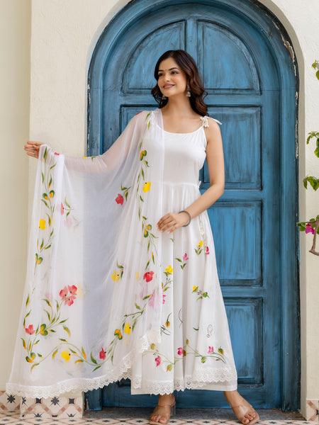 EthniFlair Floral Empire Phulkari Kurta & Palazzos With Dupatta