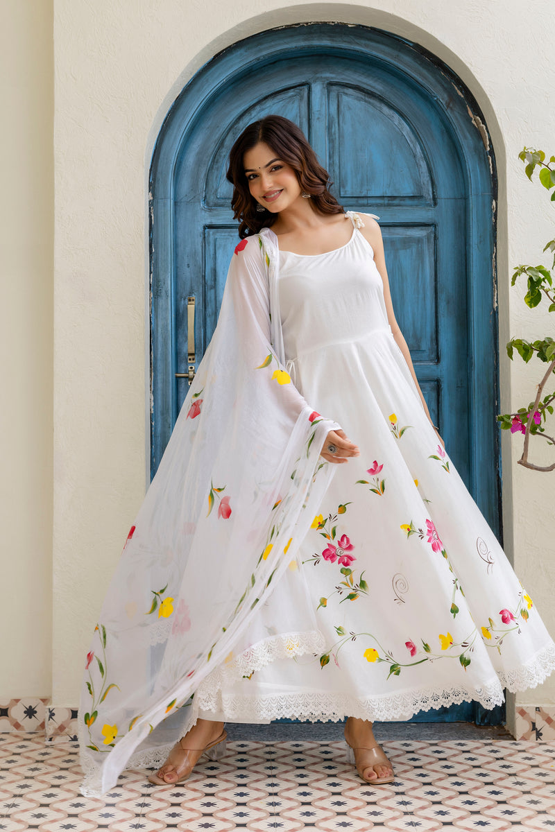 EthniFlair Floral Empire Phulkari Kurta & Palazzos With Dupatta