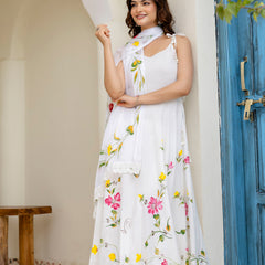 EthniFlair Floral Empire Phulkari Kurta & Palazzos With Dupatta