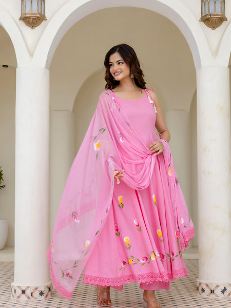 EthniFlair Floral Empire Phulkari Kurta & Palazzos With Dupatta