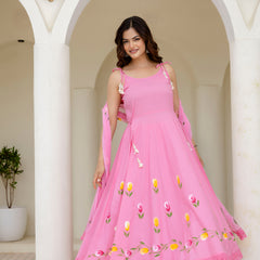 EthniFlair Floral Empire Phulkari Kurta & Palazzos With Dupatta