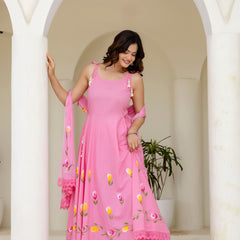 EthniFlair Floral Empire Phulkari Kurta & Palazzos With Dupatta