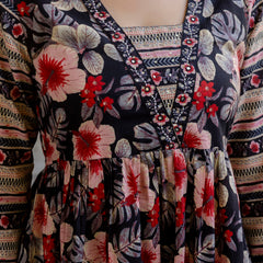 EthniFlair Floral Printed Empire Kurta with Trousers & Dupatta